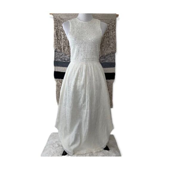 ULLA JOHNSON Smocked Gauze Cowrie Dress Size 4 - Picture 2 of 12